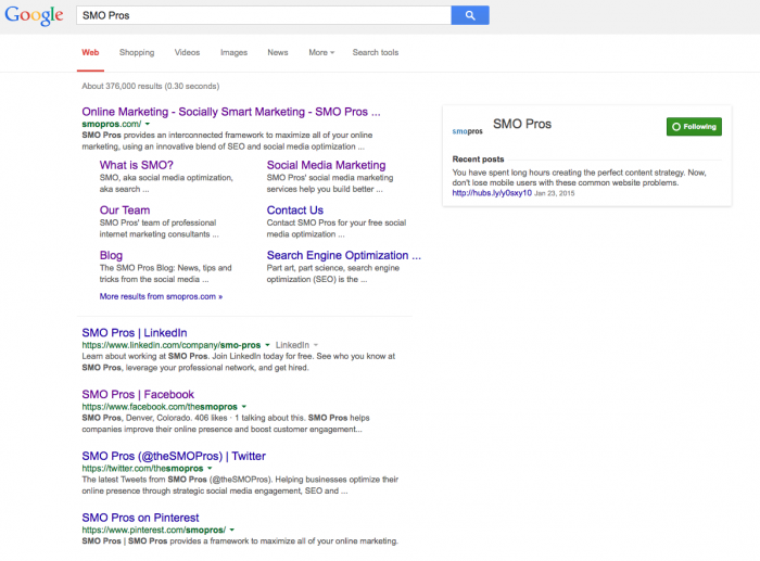 Social Media in Search Results
