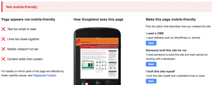 Google Mobile Optimization Test